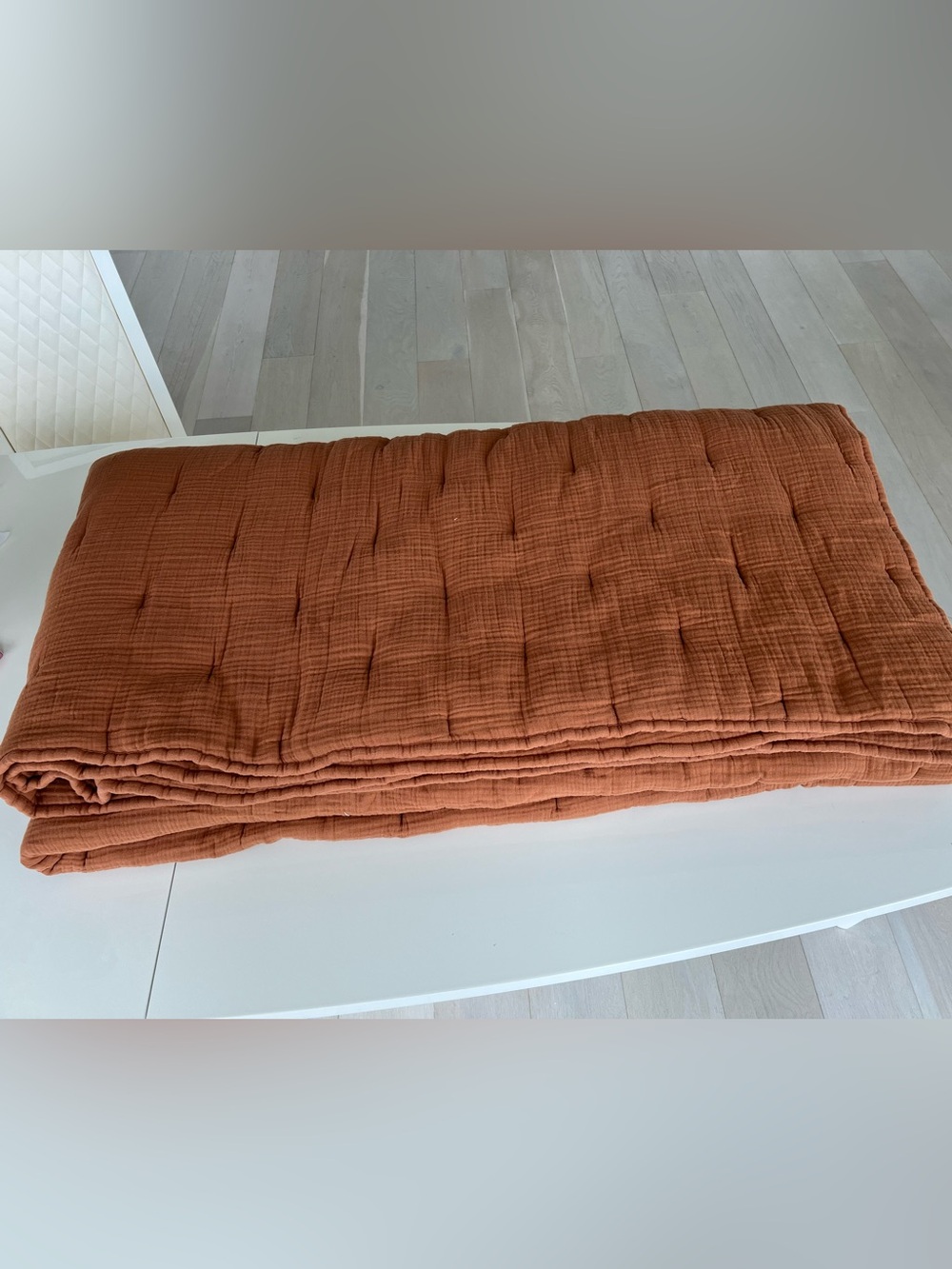 Quince Organic Airy Gauze Dream Quilt King/Cal King size Terracotta Cotton - Picture 6 of 7